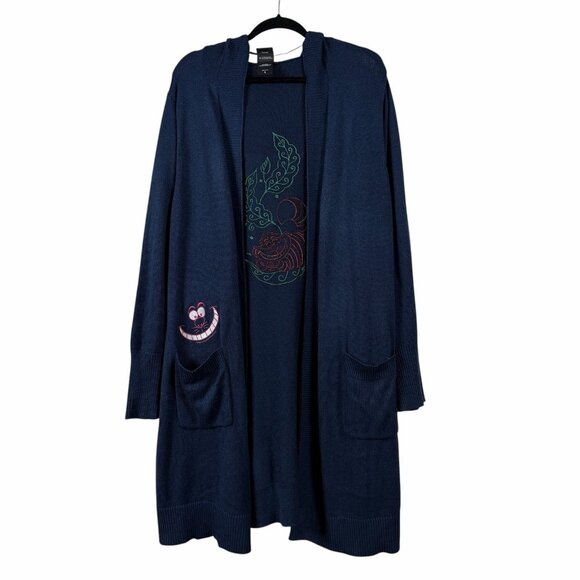 Torrid Size 5X Navy Blue Disney Alice In Wonderland Cardigan With Hood Sweater - Picture 3 of 9